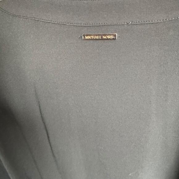 Michael Kors NWT Olive Green Belted Logo Zip Dress Jersey Knit Gold Zip Size M - Picture 6 of 11